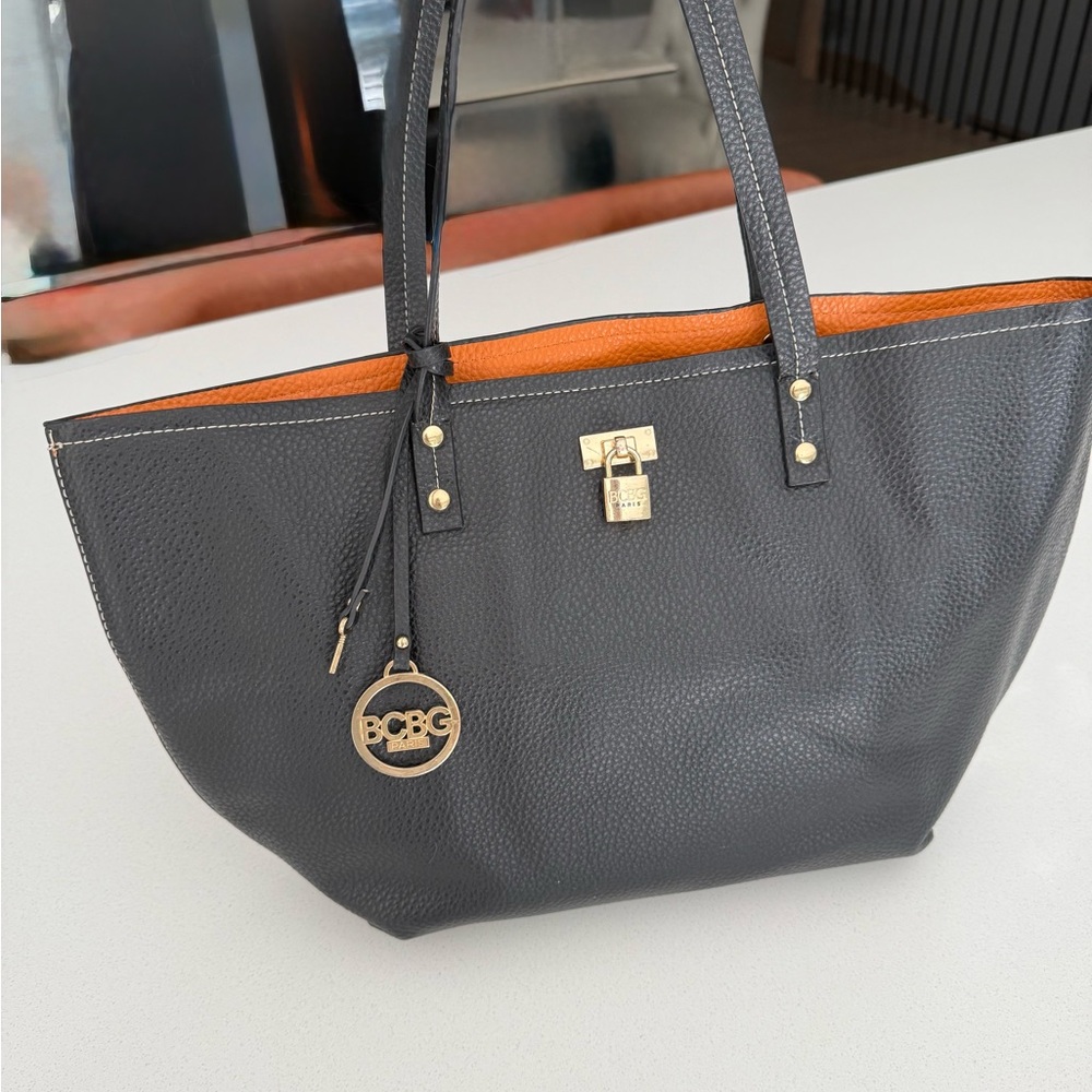 BCBG Paris black and Orange Tote Bag